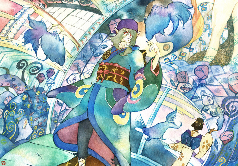 elf in a vibrant fantasy scene
