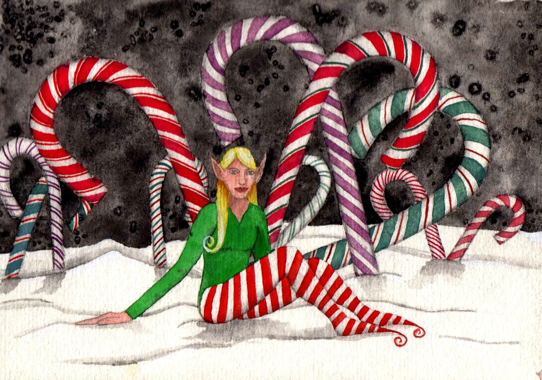 elf in candy cane forest