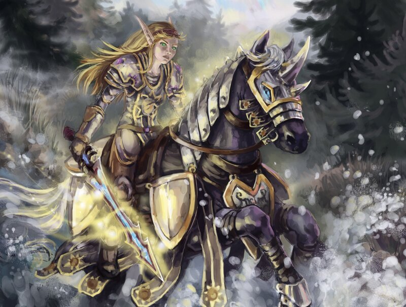 Elf Knight on Horse — Gold