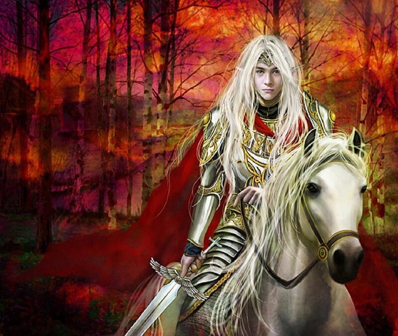 Elf Knight on White Horse