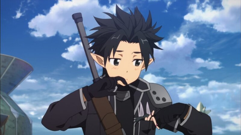 Elf-like Boy with Sword — Blue, Determined