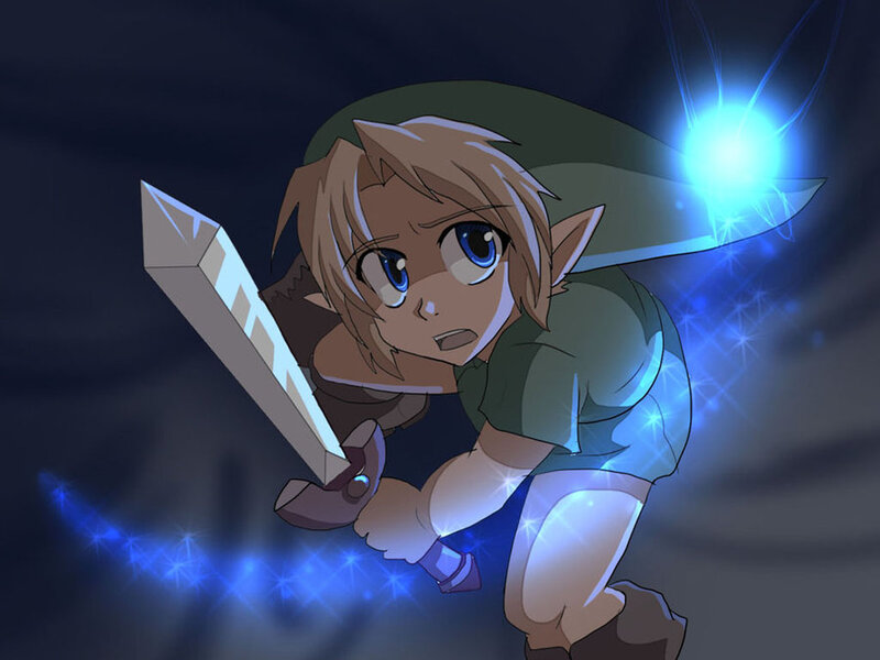Elf-like Boy with Sword — Blue, Dramatic