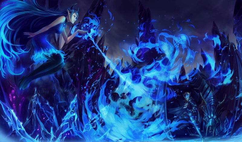 Elf-like Character Casting Spell — Blue, Dramatic, Night