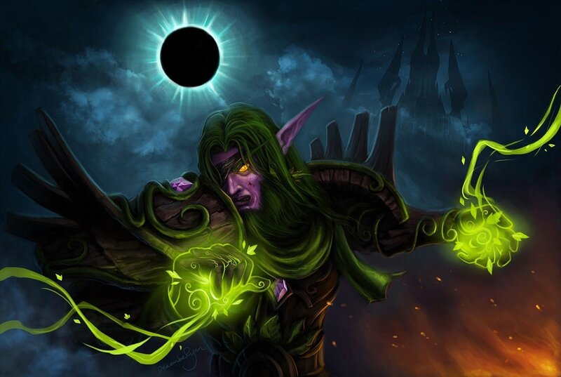 Elf-like Character Casting Spell — Green, Dramatic