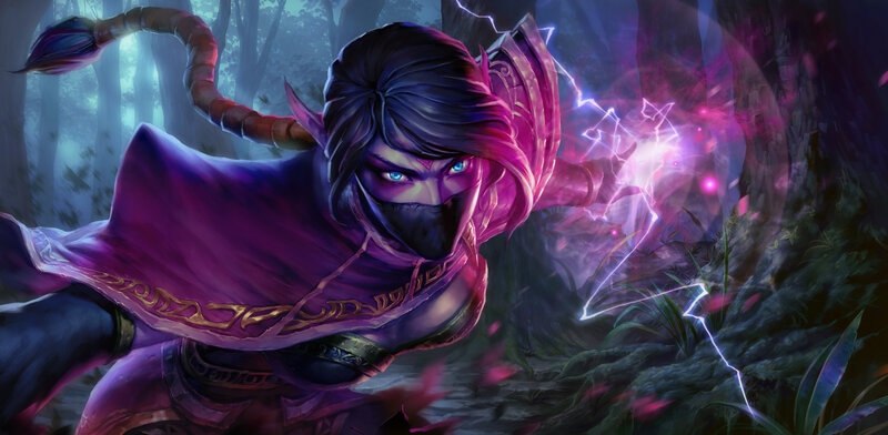Elf-like Character Casting Spell — Purple, Dramatic, Night