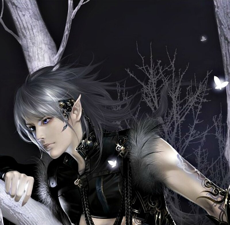 Elf-like Character in Forest — Black