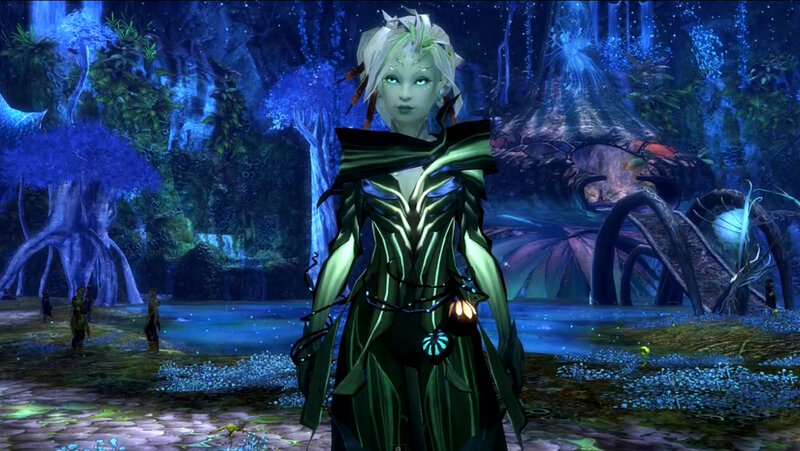 Elf-like Character in Forest — Blue
