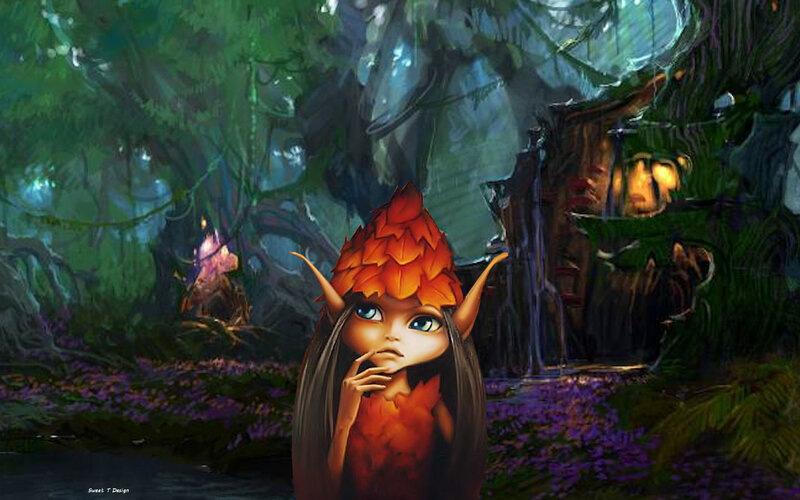 Elf-like Character in Forest — Green, Mysterious