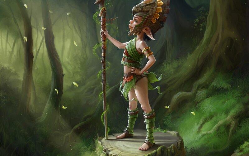Elf-like Character in Forest — Green, Serene