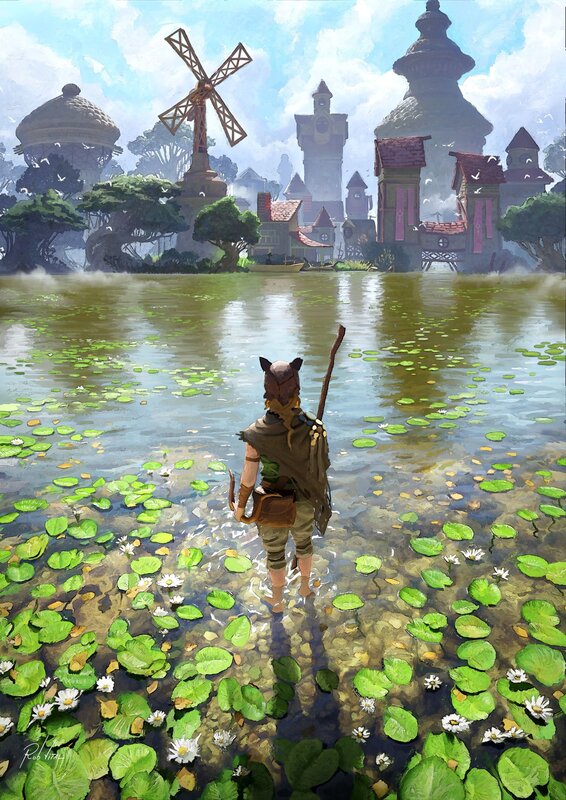 Elf-like Character in Water — Green