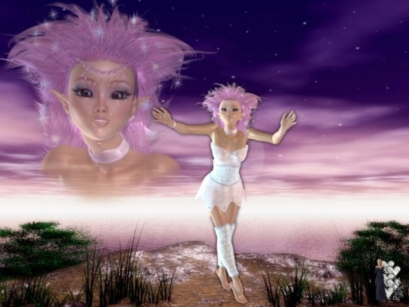 Elf-like Character in White Dress