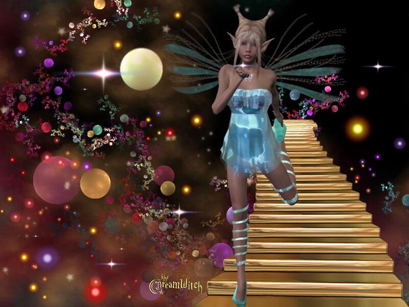 Elf-like Character on Stairs
