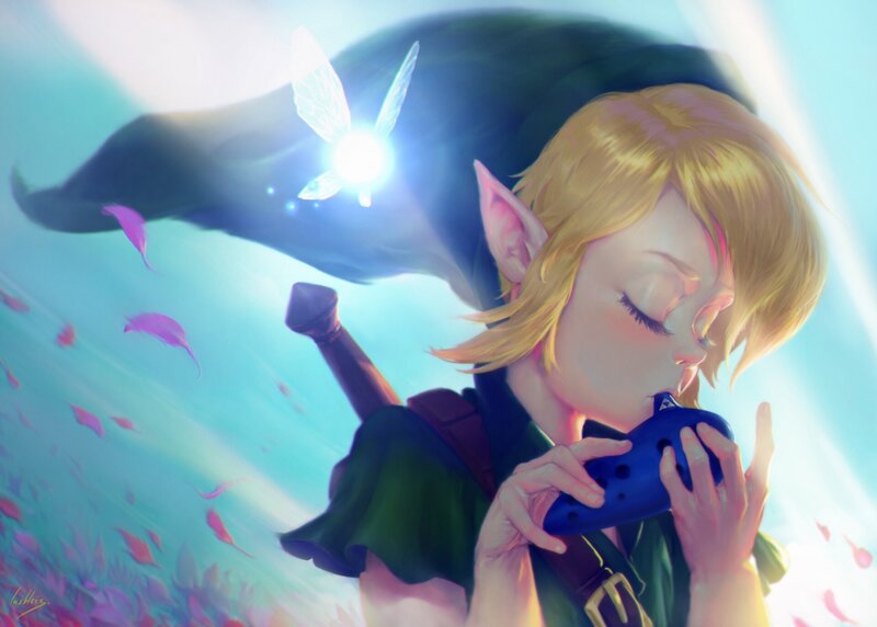 Elf-like Character Playing Flute
