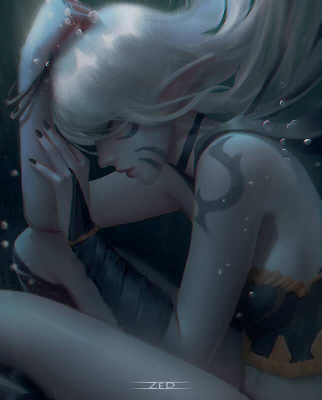 Elf-like Character Underwater