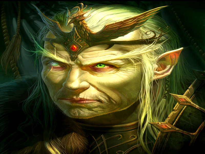 Elf-like Character with Crown — Green, Dramatic