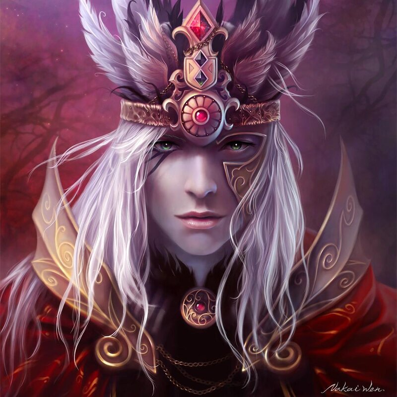 Elf-like Character with Crown — Purple, Dramatic, Night