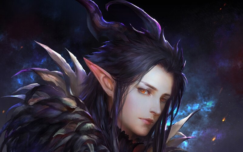 Elf-like Character with Horns — Black