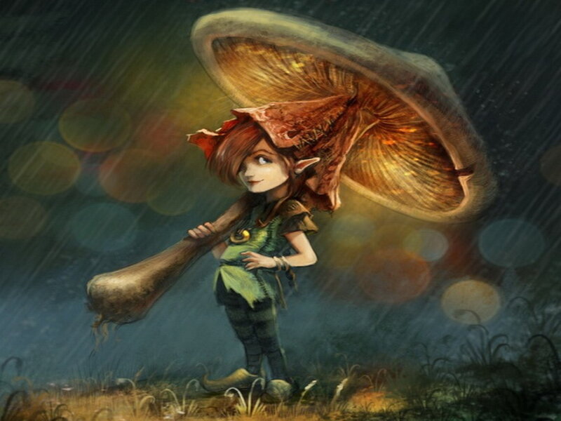 Elf-like Character with Mushroom