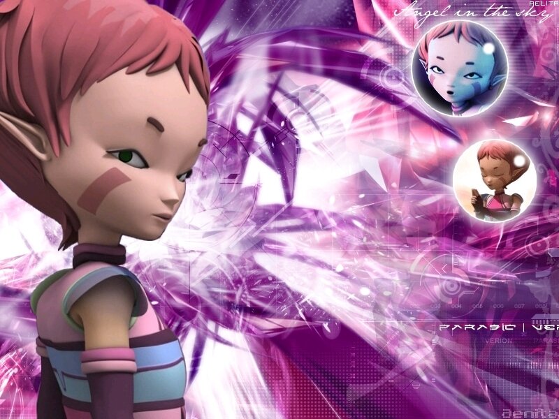 Elf-like Character with Pink Hair — Purple