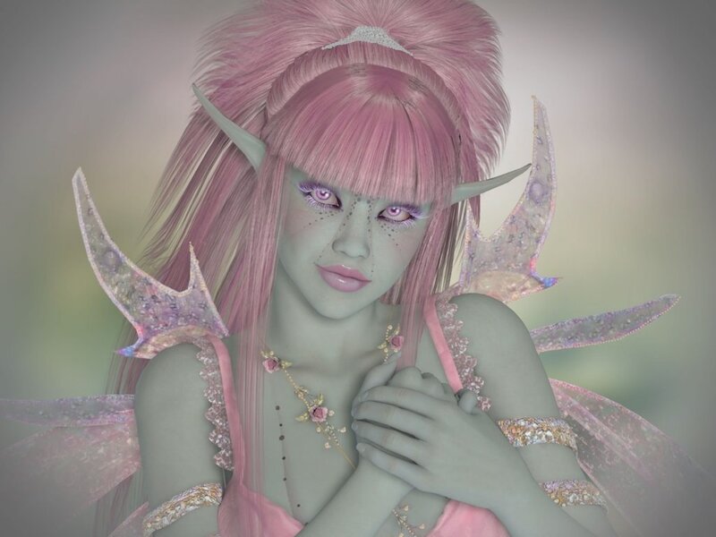 Elf-like Character with Pink Hair — Serene