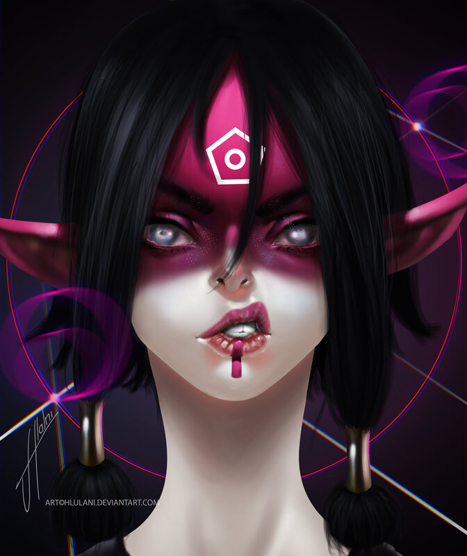 Elf-like Character with Pink Markings