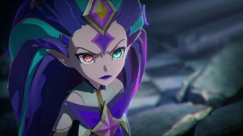 Elf-like Character with Purple Hair