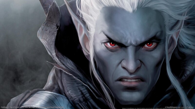 Elf-like Character with Red Eyes — Gray