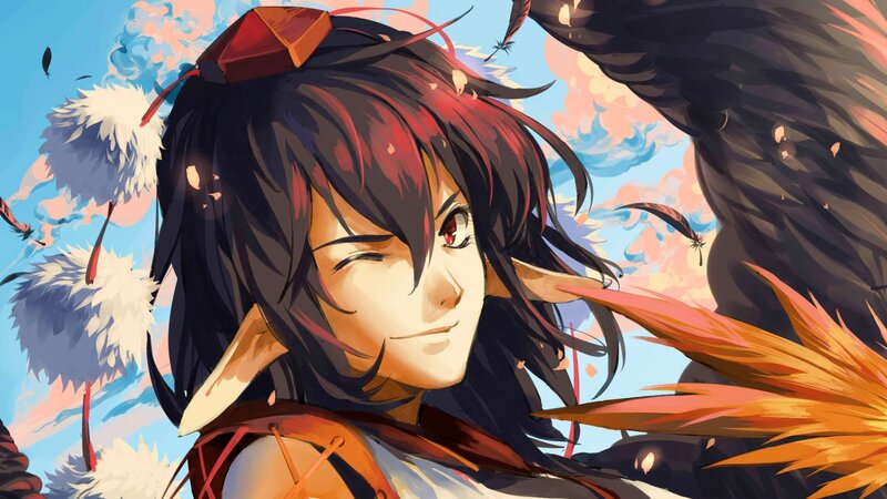 Elf-like Character with Red Hair — Blue, Dramatic
