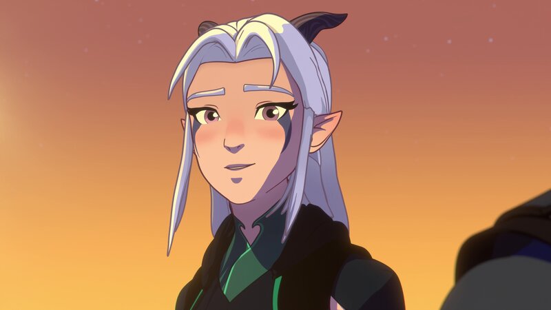 Elf-like Character with Silver Hair — Orange