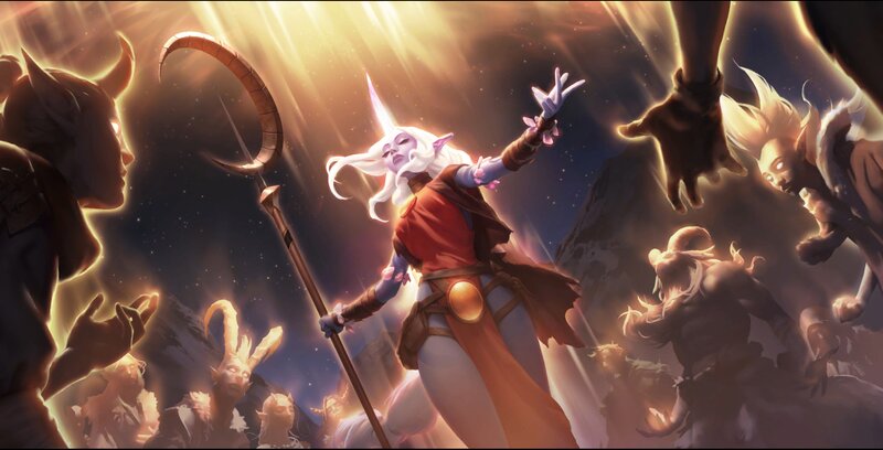 Elf-like Character with Staff — Gold