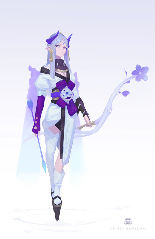 Elf-like Character with Staff — White