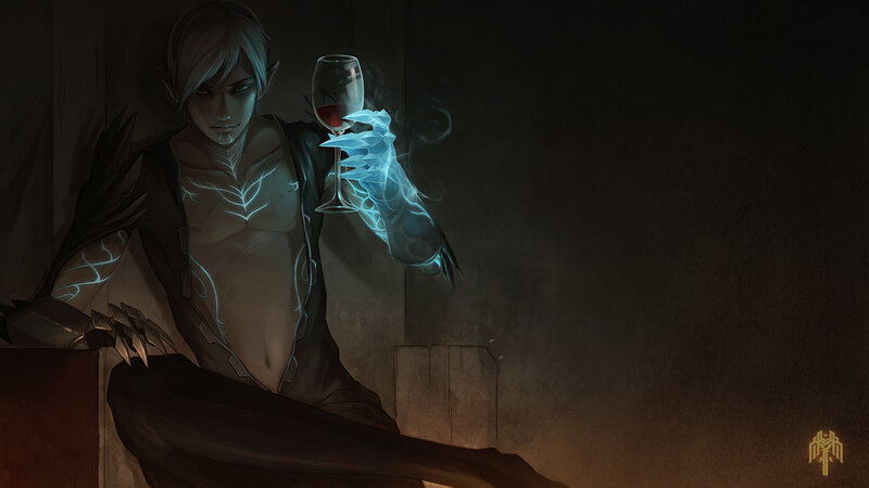 Elf-like Character with Wine