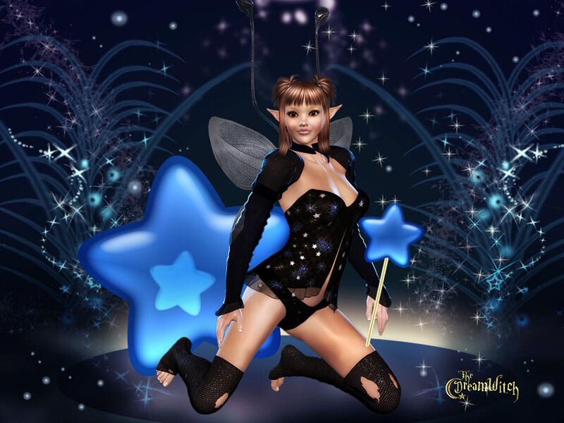 Elf-like Character with Wings — Blue, Magical