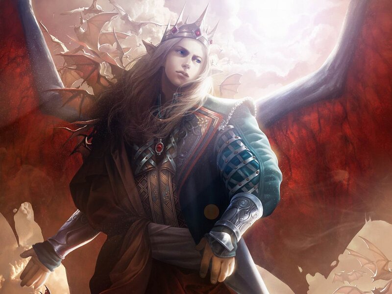 Elf-like Character with Wings — Red, Dramatic