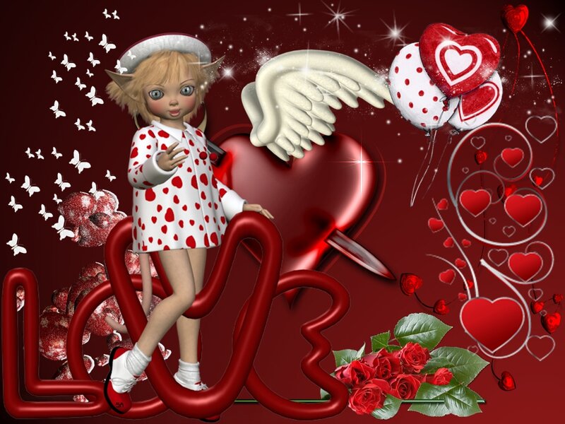 Elf-like Character with Wings — Red, Romantic