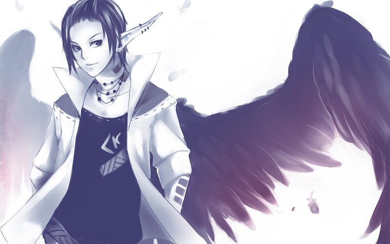 Elf-like Character with Wings — White, Dramatic