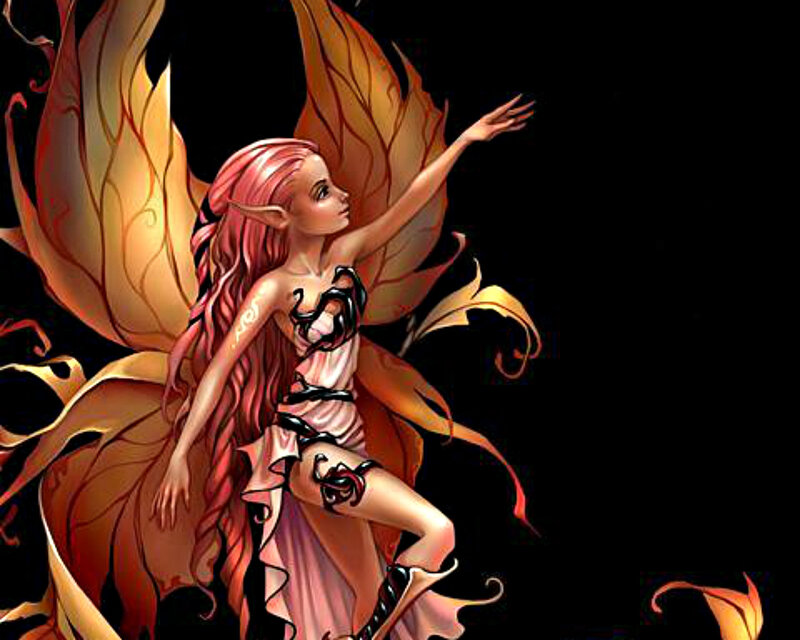 Elf-like Fairy with Wings — Black