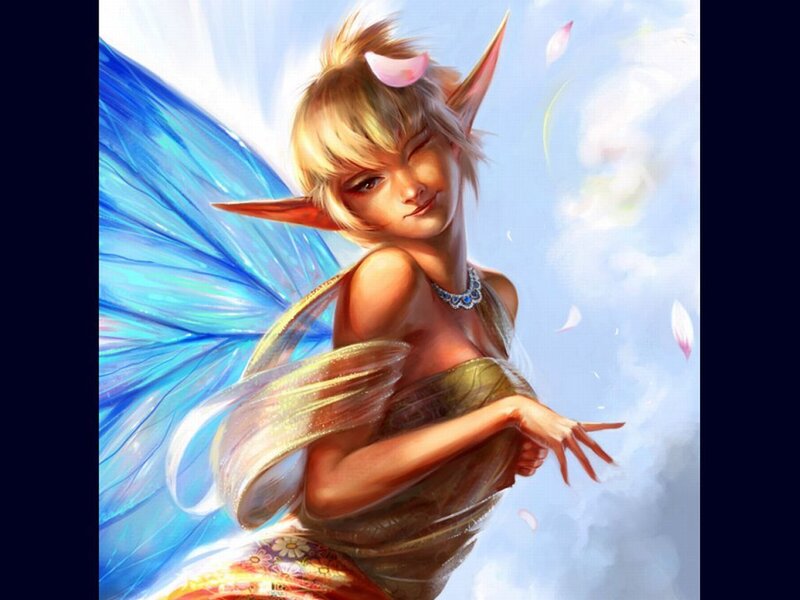 Elf-like Fairy with Wings — Blue