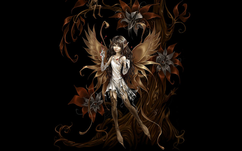 Elf-like Fairy with Wings — Brown