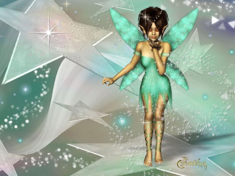 Elf-like Fairy with Wings — Green