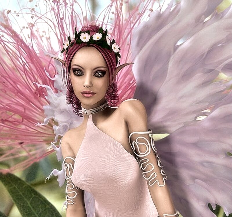 Elf-like Fairy with Wings — Pink