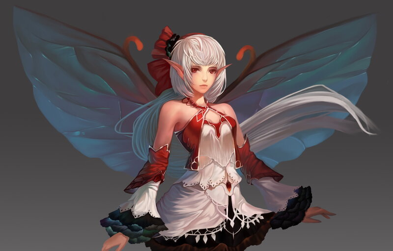 Elf-like Fairy with Wings — White