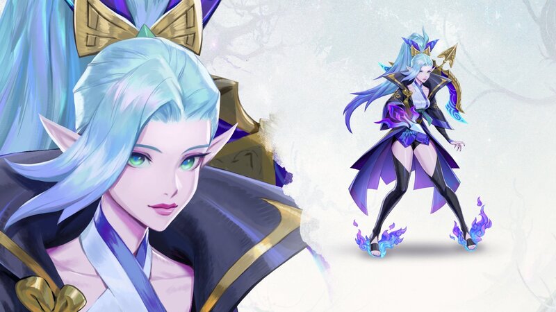 Elf-like Female Character — Blue, Dramatic
