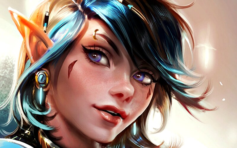 Elf-like Female Character — Blue