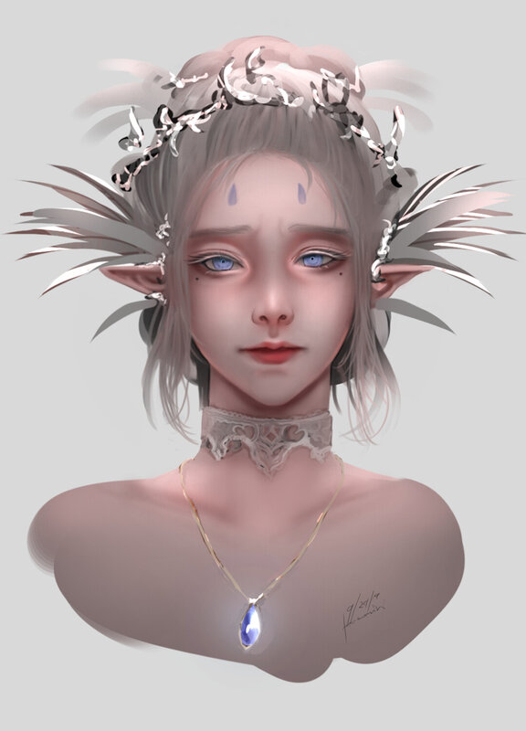 Elf-like Female Character — Gray