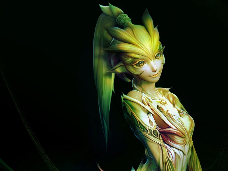 Elf-like Female Character — Green