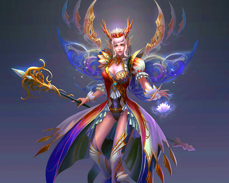 Elf-like Female Warrior — Blue
