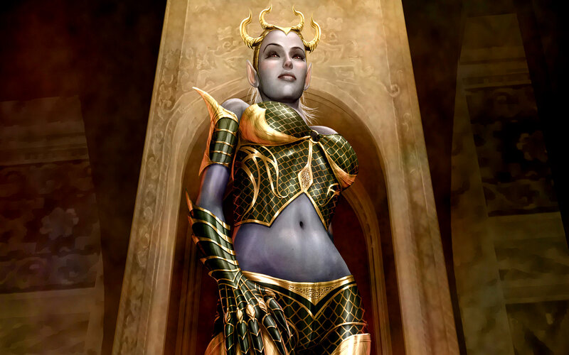 Elf-like Female Warrior — Green, Dramatic