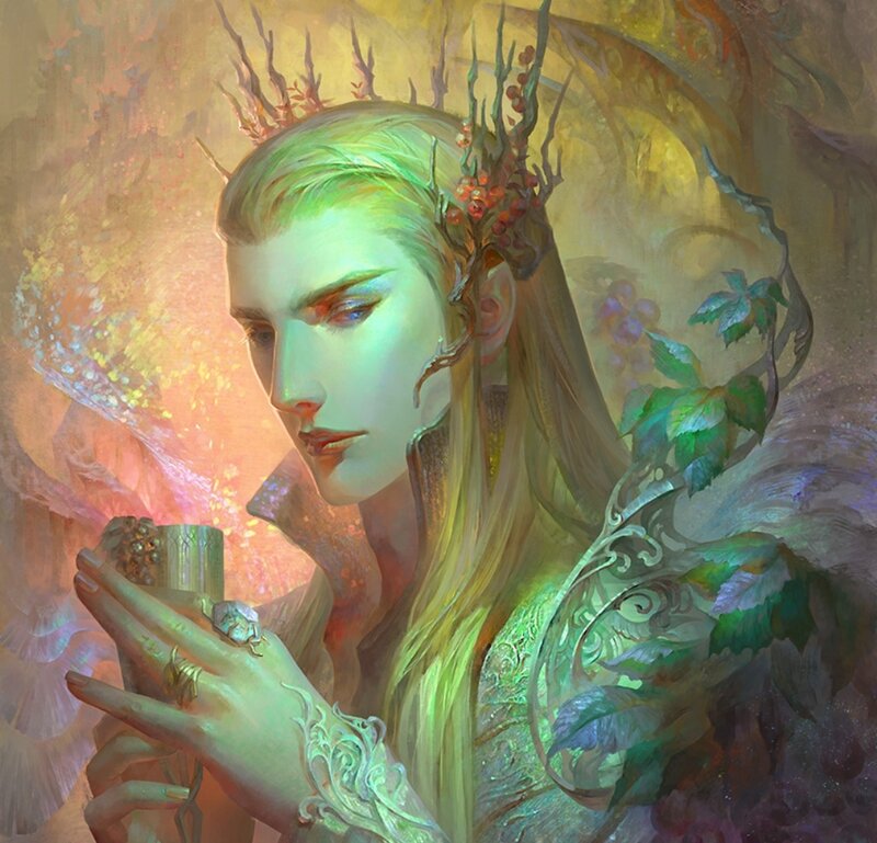 Elf-like Figure Holding Cup