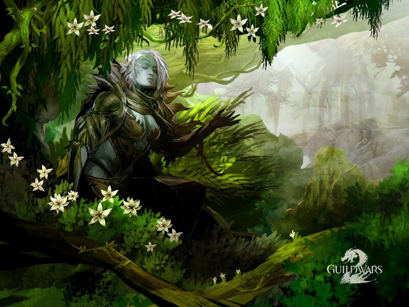 Elf-like Figure in Forest — Green, Serene